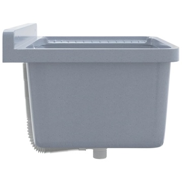 Chiuvetă lavoar pentru montare pe perete gri 60x40x28 cm rășină - Img 8