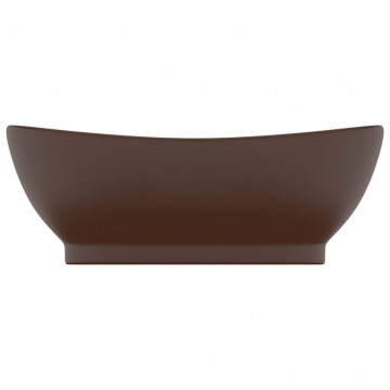 Chiuvetă lux, preaplin maro închis mat 58,5x39 cm ceramică oval - Img 3