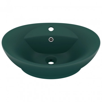 Chiuvetă lux preaplin verde închis mat 58,5x39 cm ceramică oval - Img 2