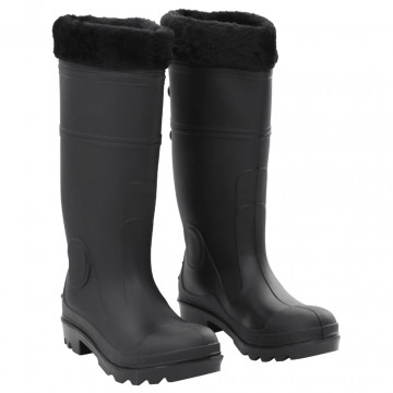 Cizme de ploaie cu șosete detașabile, negru, mărime 39, PVC - Img 1
