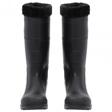 Cizme de ploaie cu șosete detașabile, negru, mărime 43, PVC - Img 3