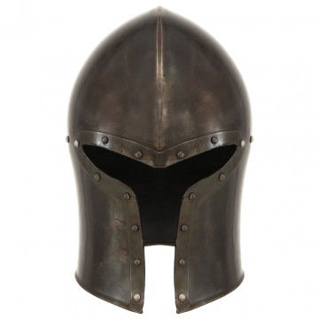 Coif cavaler medieval antic, jocuri pe roluri, argintiu, oțel - Img 2
