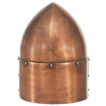 Coif cavaler medieval antichizat, jocuri roluri, arămiu, oțel - Img 4