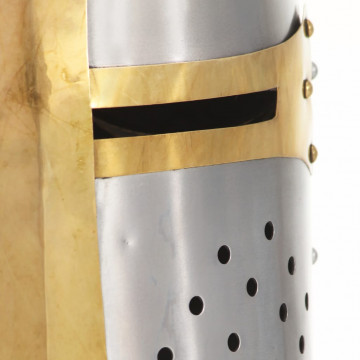 Coif de cavaler medieval antichizat joc rol, argintiu, oțel - Img 5