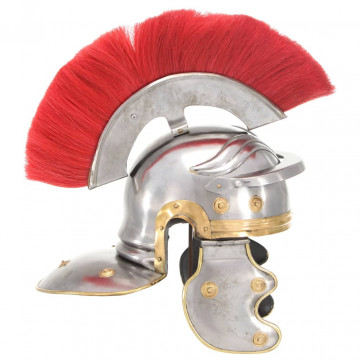 Coif soldat roman antic, joc de rol, argintiu, oțel - Img 3
