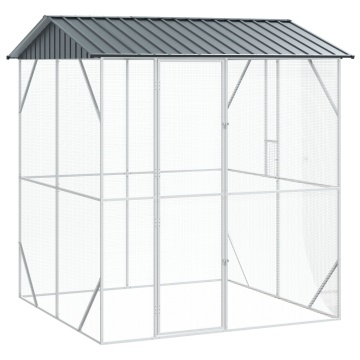 Colivie de păsări, antracit, 210x227x247 cm, oțel - Img 2