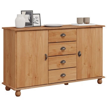 Comoda ASKIM 133,5x40x79 cm Lemn masiv de pin - Img 3