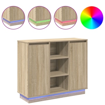 Comodă cu LED Stejar Sonoma 90x32x75 cm Lemn prelucrat - Img 4