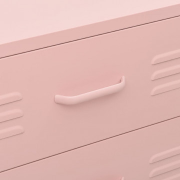 Comodă cu sertare, roz, 80x35x101,5 cm, oțel - Img 7