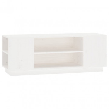 Comodă TV, alb, 110x35x40,5 cm, lemn masiv de pin - Img 2