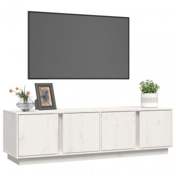 Comodă TV, alb, 140x40x40 cm, lemn masiv de pin - Img 4