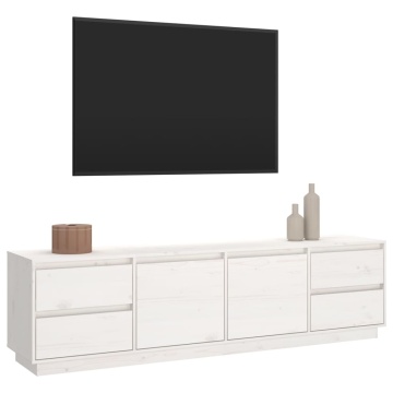 Comodă TV, alb, 176x37x47,5 cm, lemn masiv de pin - Img 4