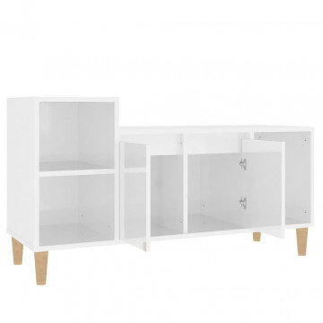 Comodă TV, alb extralucios, 100x35x55 cm, lemn prelucrat - Img 4