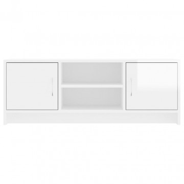 Comodă TV, alb extralucios, 102x30x37,5 cm, lemn prelucrat - Img 8