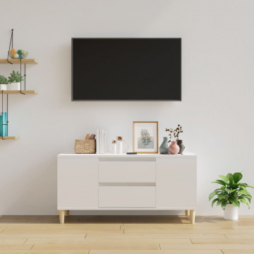 Comodă TV, alb extralucios, 102x44,5x50 cm, lemn prelucrat - Img 3
