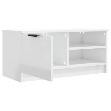 Comodă TV, alb extralucios, 80x35x36,5 cm, lemn prelucrat - Img 5