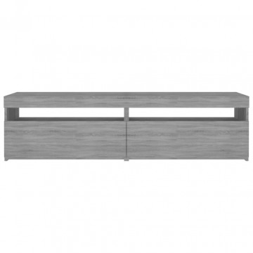 Comodă TV cu lumini LED, 2 buc., Sonoma gri, 75x35x40 cm - Img 6