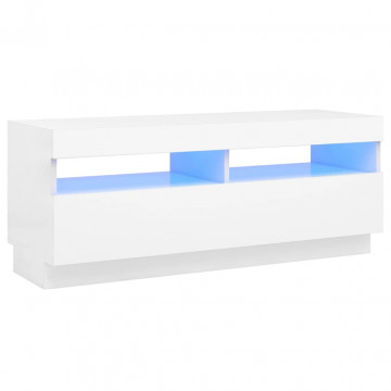 Comodă TV cu lumini LED, alb, 100x35x40 cm - Img 2