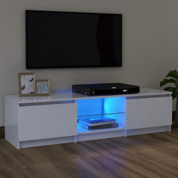 Comodă TV cu lumini LED, alb, 120x30x35,5 cm - Img 1