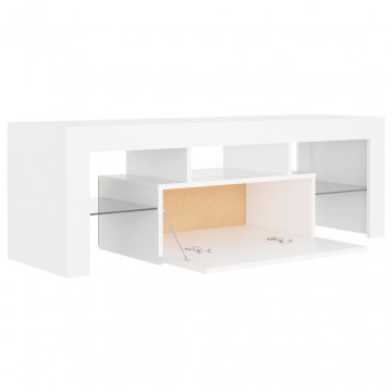 Comodă TV cu lumini LED, alb, 120x35x40 cm - Img 4