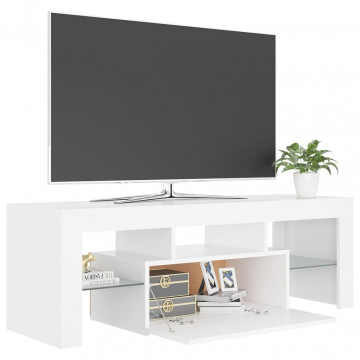 Comodă TV cu lumini LED, alb, 120x35x40 cm - Img 7