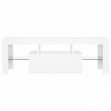Comodă TV cu lumini LED, alb, 120x35x40 cm - Img 8