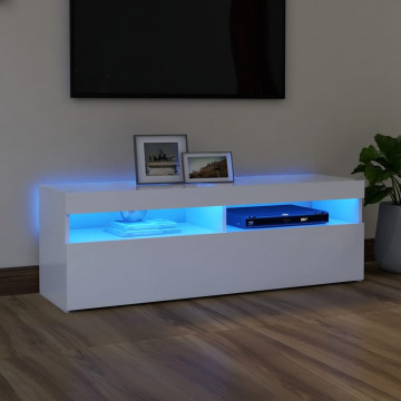 Comodă TV cu lumini LED, alb, 120x35x40 cm - Img 1