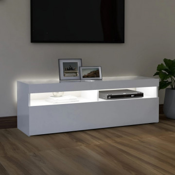 Comodă TV cu lumini LED, alb, 120x35x40 cm - Img 3