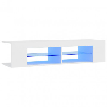 Comodă TV cu lumini LED, alb, 135x39x30 cm - Img 2