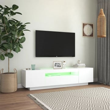 Comodă TV cu lumini LED, alb, 160x35x40 cm - Img 8