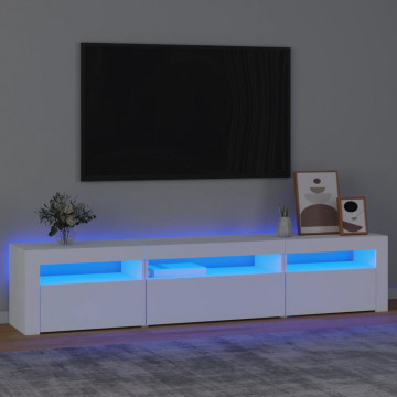 Comodă TV cu lumini LED, alb, 195x35x40 cm - Img 1