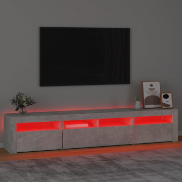Comodă TV cu lumini LED, gri beton, 210x35x40 cm - Img 8