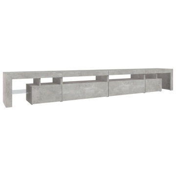 Comodă TV cu lumini LED, gri beton, 290x36,5x40 cm - Img 6