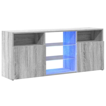 Comodă TV cu lumini LED, gri sonoma, 120x30x50 cm - Img 3