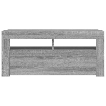 Comodă TV cu lumini LED, gri sonoma, 90x35x40 cm - Img 6