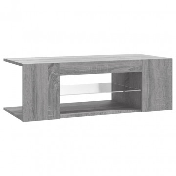 Comodă TV cu lumini LED, gri sonoma, 90x39x30 cm - Img 3
