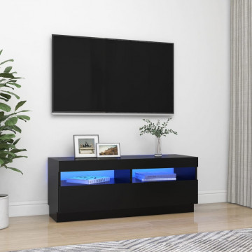 Comodă TV cu lumini LED, negru, 100x35x40 cm - Img 1