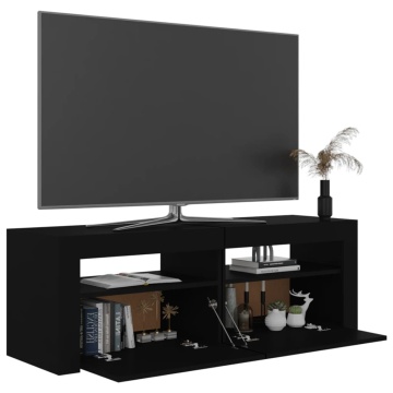Comodă TV cu lumini LED, negru, 120x35x40 cm - Img 5