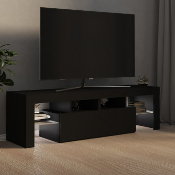 Comodă TV cu lumini LED, negru, 140x36,5x40 cm - Img 4