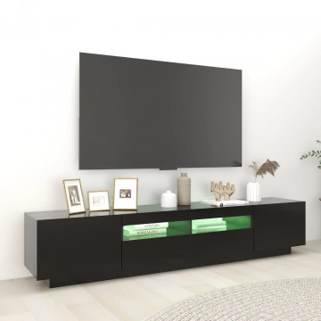 Comodă TV cu lumini LED, negru, 200x35x40 cm - Img 8