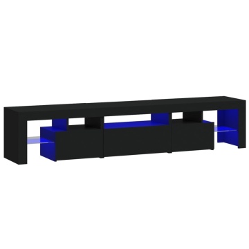 Comodă TV cu lumini LED, negru, 200x36,5x40 cm - Img 2