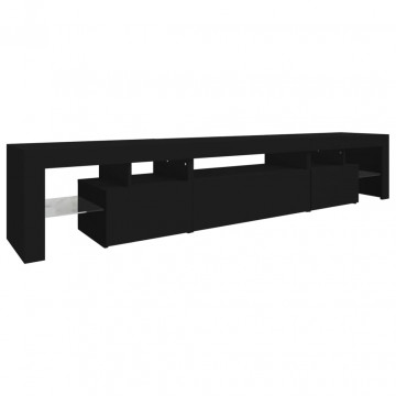 Comodă TV cu lumini LED, negru, 215x36,5x40 cm - Img 6