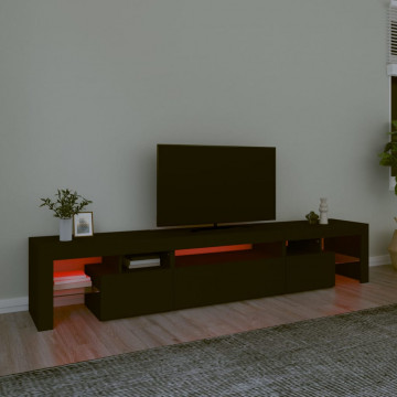 Comodă TV cu lumini LED, negru, 215x36,5x40 cm - Img 8