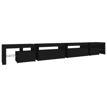 Comodă TV cu lumini LED, negru, 290x36,5x40 cm - Img 7