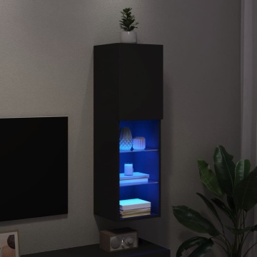 Comodă TV cu lumini LED, negru, 30,5x30x102 cm - Img 8