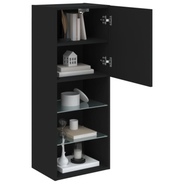 Comodă TV cu lumini LED, negru, 40,5x30x102 cm - Img 5