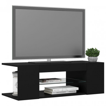 Comodă TV cu lumini LED, negru, 90x39x30 cm - Img 5