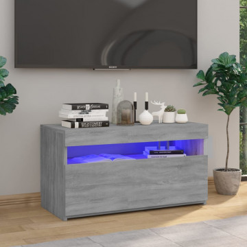 Comodă TV cu lumini LED, sonoma gri, 75x35x40 cm - Img 1
