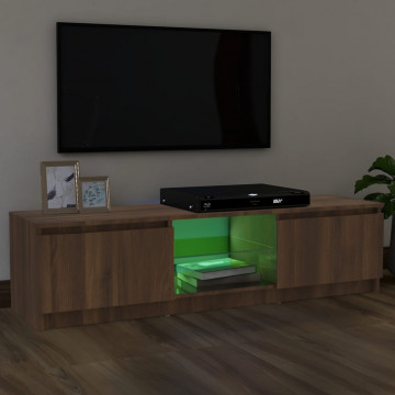 Comodă TV cu lumini LED, stejar maro, 120x30x35,5 cm - Img 4