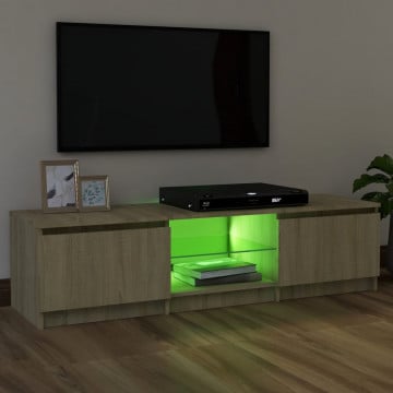 Comodă TV cu lumini LED, stejar sonoma, 120x30x35,5 cm - Img 4